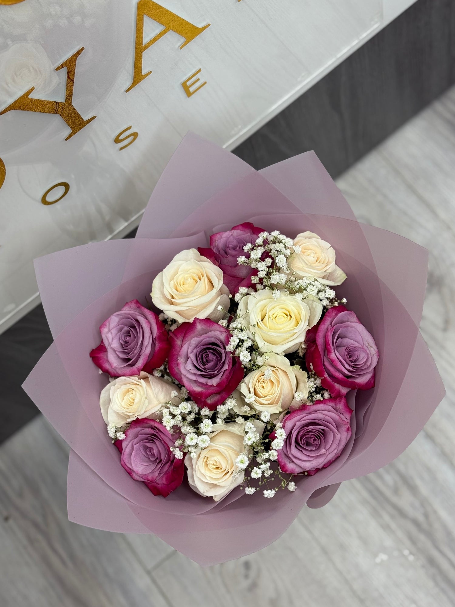 Purple/White Rose Bouquet