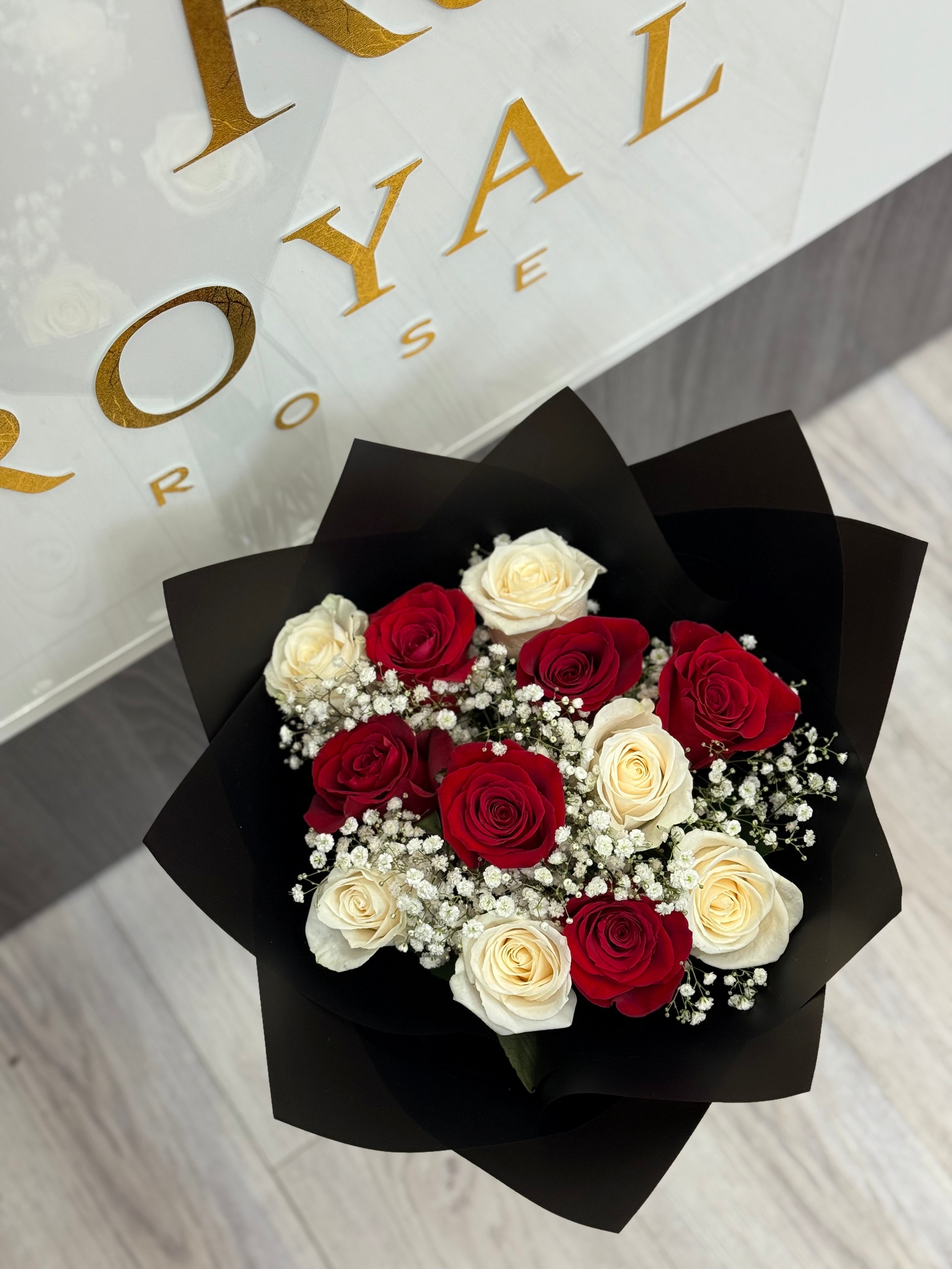 Red/White Rose Bouquet